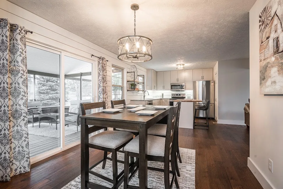Open-plan kitchen and dining space after renovation